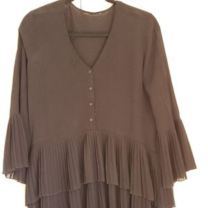 Zara Black Highlow Pleated shirt